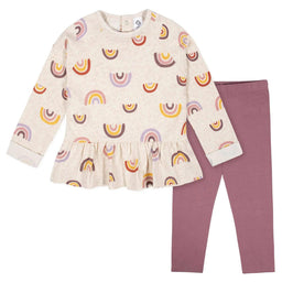 Gerber - Gerber 2-Piece Baby Girls Rainbow Peplum Top & Leggings Set