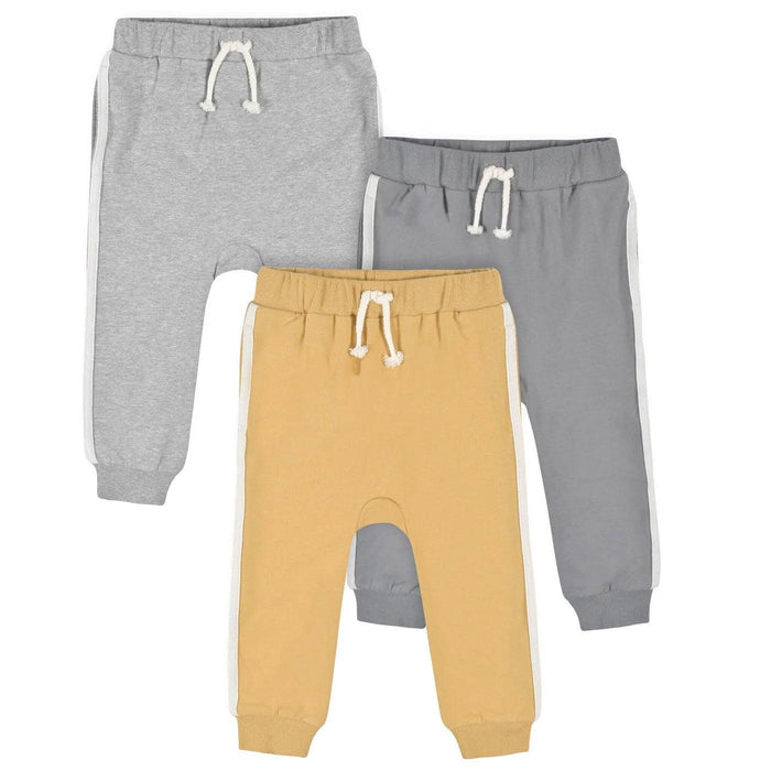 Gerber - Gerber 3-Pack Toddler Boys Gray & Yellow Joggers (2-5t)