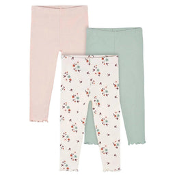 Gerber - Gerber 3-Pack Toddler Girls Green Floral Leggings (2-5t)