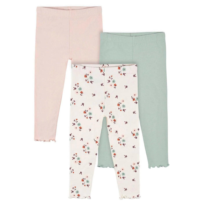 Gerber - Gerber 3-Pack Toddler Girls Green Floral Leggings (2-5t)