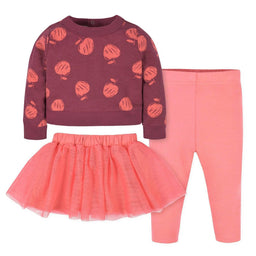 Gerber - Gerber 3-Piece Baby Girls Apples Top,Tutu, & Legging Set (12-24m)