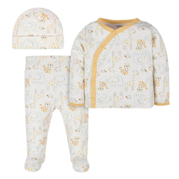 Gerber - Gerber 3-Piece Take Me Home Set Shirt, Pant and Cap - Animals (0-6m)