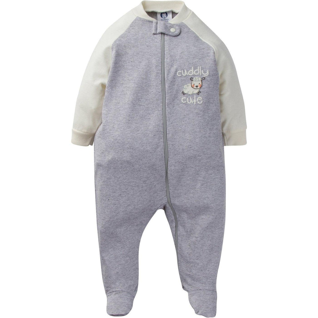 Gerber - Gerber 3pk. Boys Sleepers - Cuddly Sheep - Newborn