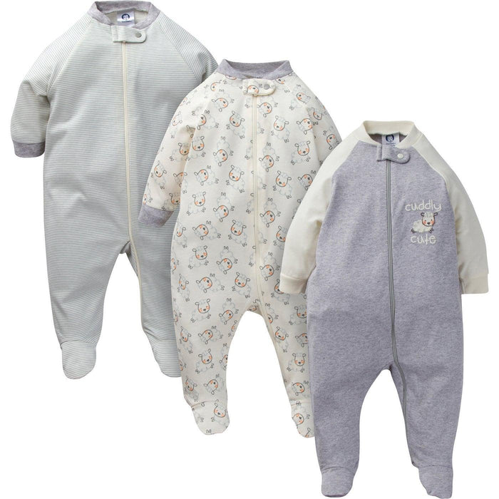 Gerber - Gerber 3pk. Boys Sleepers - Cuddly Sheep - Newborn