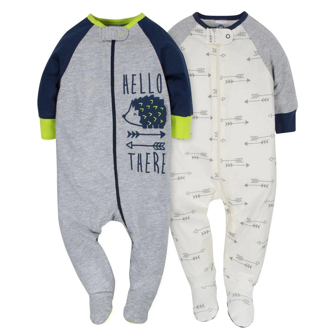 Gerber - Gerber 4-Pack Sleeper Boys - Tiger/Hedgehog (NB to 9m)