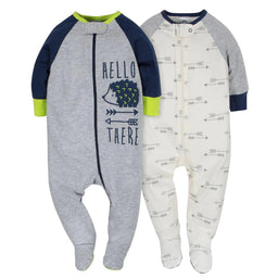Gerber - Gerber 4-Pack Sleeper Boys - Tiger/Hedgehog (NB to 9m)