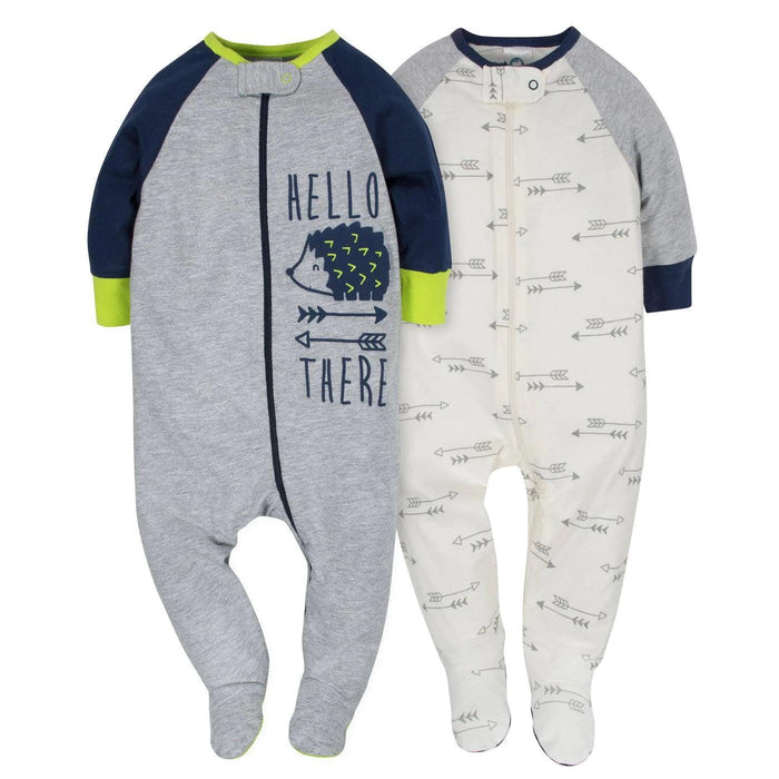 Gerber - Gerber 4-Pack Sleeper Boys - Tiger/Hedgehog (NB to 9m)