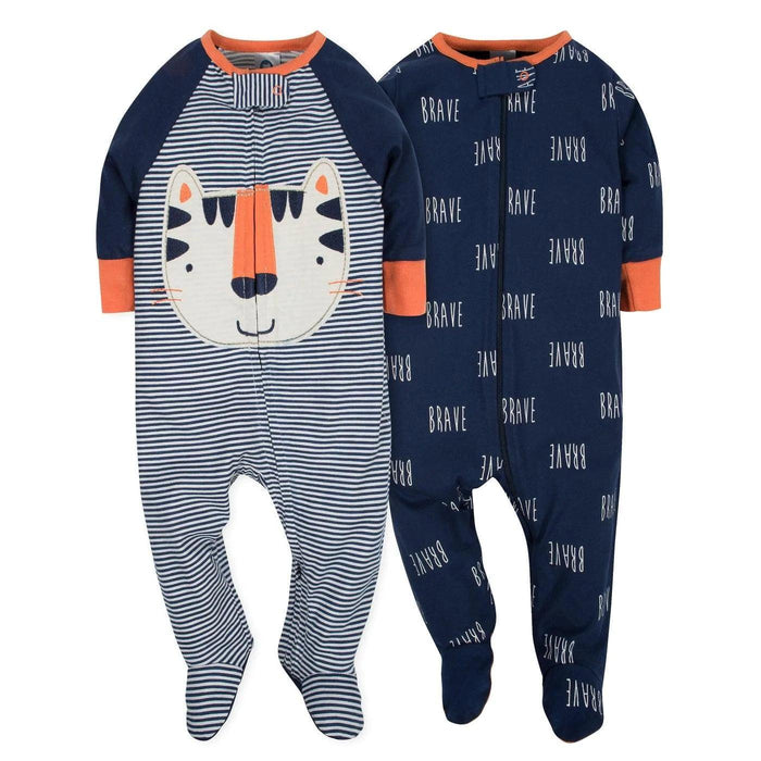 Gerber - Gerber 4-Pack Sleeper Boys - Tiger/Hedgehog (NB to 9m)