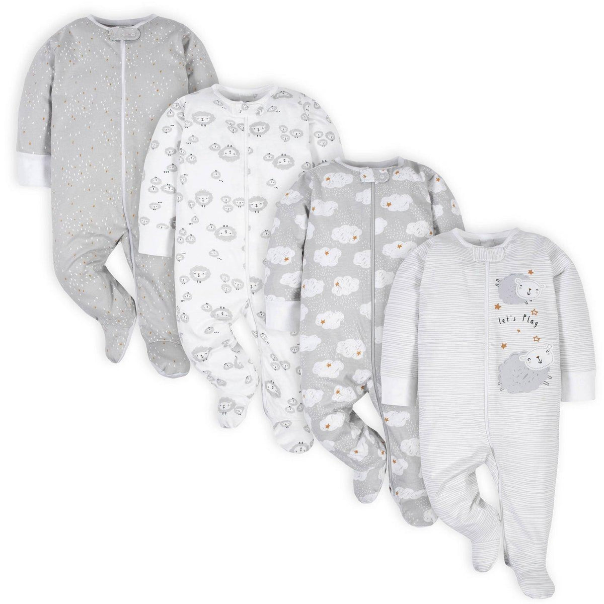 Gerber 4 Pack Sleeper Mitten Cuff Neutral Sheep Newborn Goldtex
