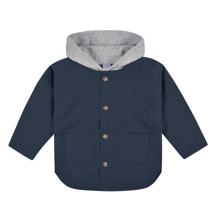 Gerber - Gerber Baby Boys Navy Quilted Hooded Jacket (12-24m)