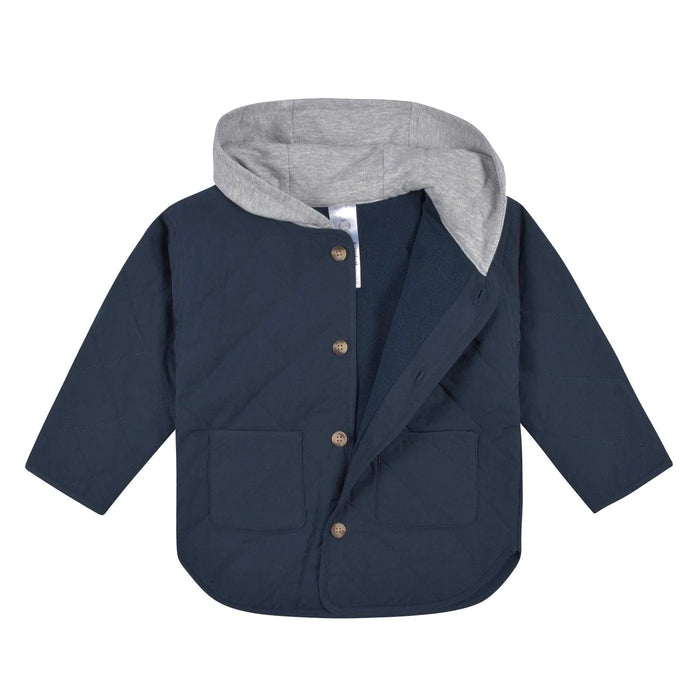 Gerber - Gerber Baby Boys Navy Quilted Hooded Jacket (12-24m)