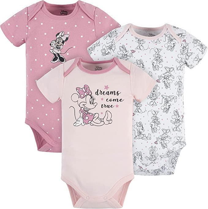 Gerber - Gerber Disney unisex-baby Minnie Mouse 3-Pack Short Sleeve Onesies Bodysuits
