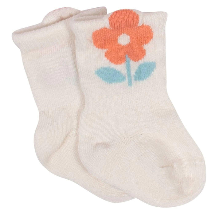 Gerber - Gerber® 6-Pack Baby Girls Flower Pot Organic Wiggle Proof Socks 12M