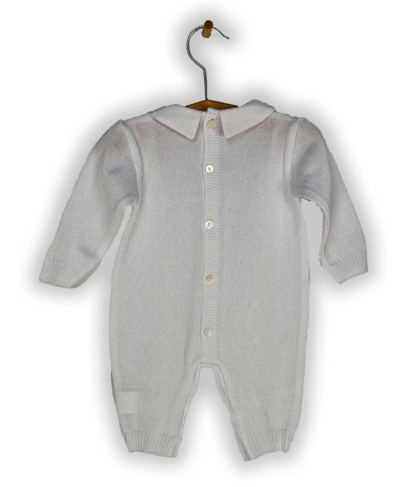 Gianfranca® - Baby Boy White knit Tricot Baptism Outfit with Hat