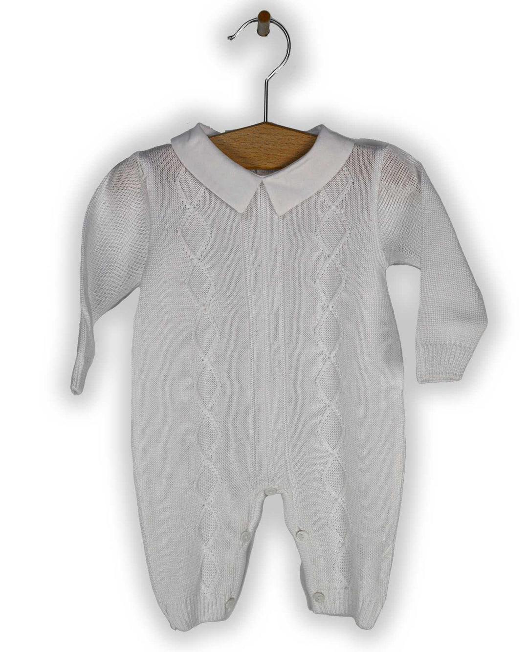 Gianfranca® - Baby Boy White knit Tricot Baptism Outfit with Hat