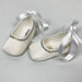 Gianfranca® - Gianfranca Baby Girl Ivory Baptism Shoes with Rhinestons & Bow - Made in Italy