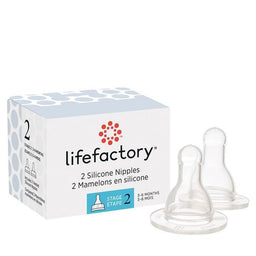 Goldtex - LifeFactory Silicone Nipples For 4oz & 9oz Glass Bottles-2 Pack