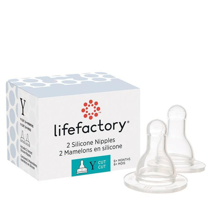 Goldtex - LifeFactory Silicone Nipples For 4oz & 9oz Glass Bottles-2 Pack