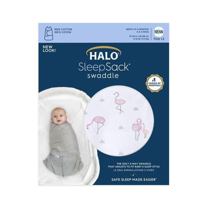 HALO® - Halo Sleepsack Swaddle 100% Cotton Flamingos - 1.5 Tog