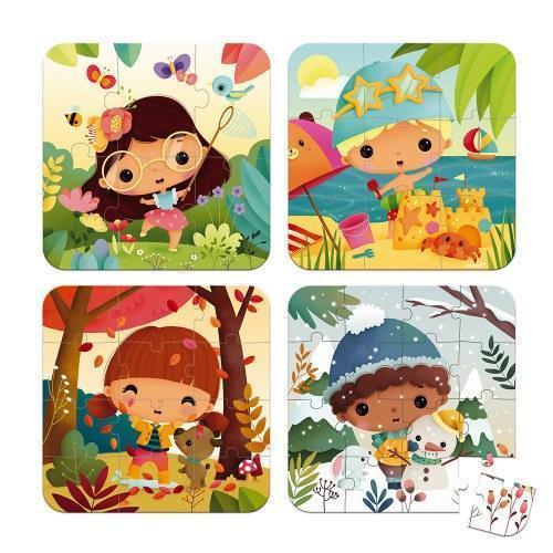 Janod® - Janod 4 Seasons Children Jigsaw Puzzles - Set of 4 Puzzles