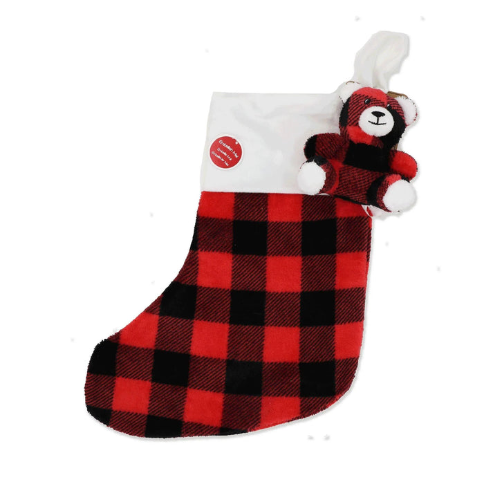 Jesse & Lulu - Jesse & Lulu Red Buffalo Bear With Stocking