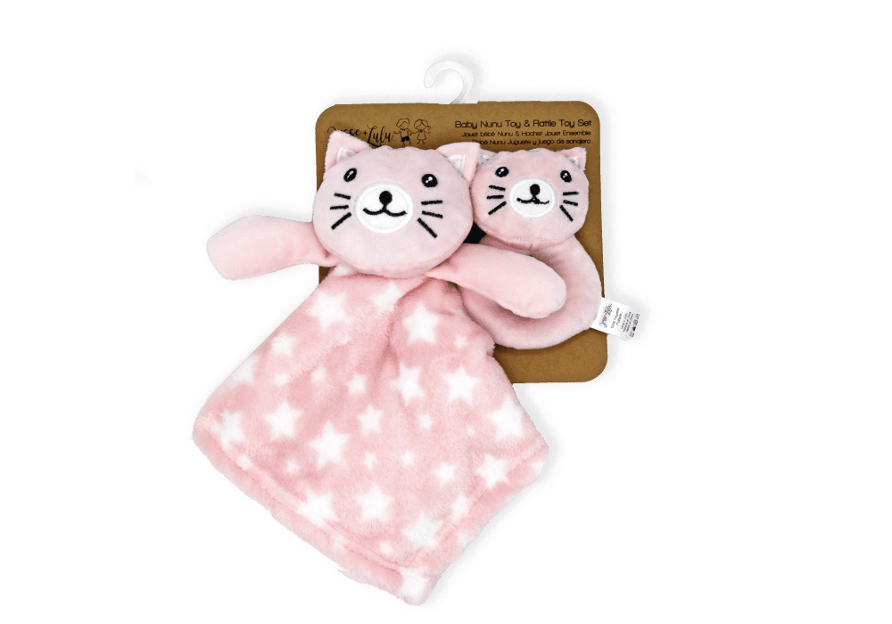 Jesse+Lulu® - Jesse & Lulu Baby Nunu Animal Plush With Ring Rattle 2 Piece Set