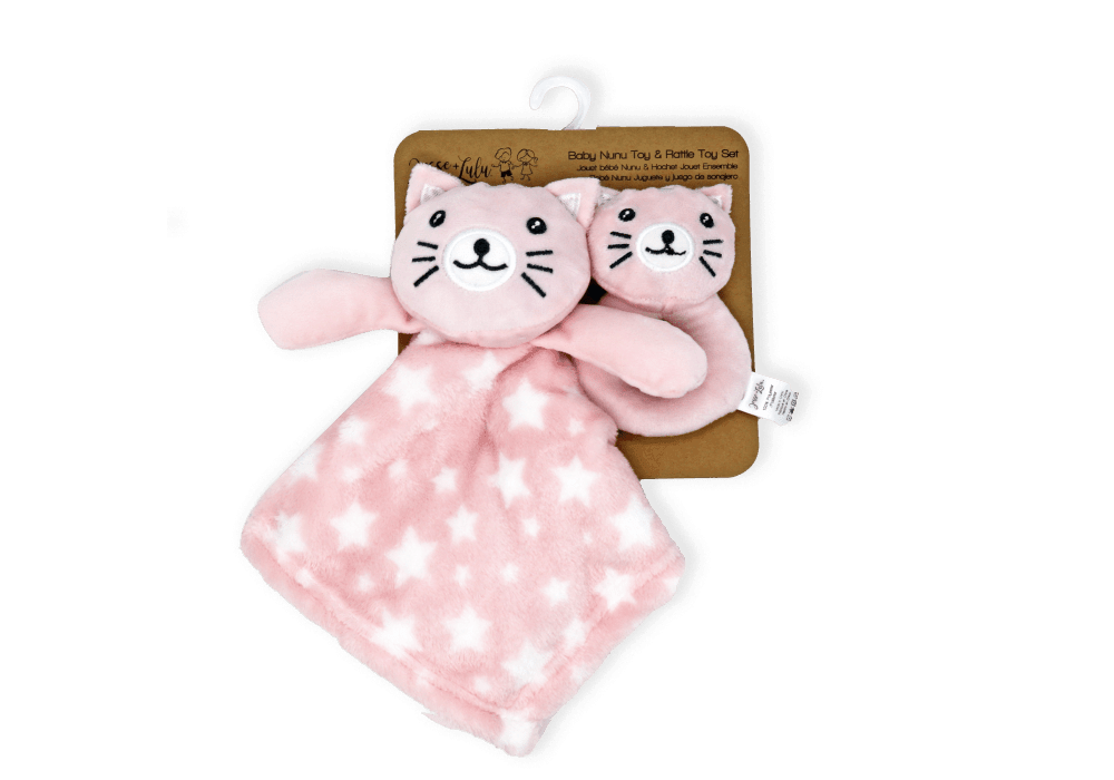 Jesse+Lulu® - Jesse & Lulu Baby Nunu Animal Plush With Ring Rattle 2 Piece Set