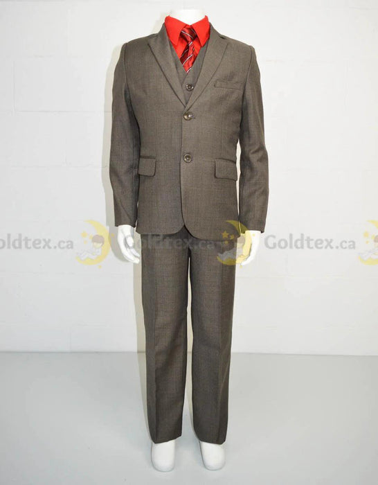 Johnson's Creation® - Johnson's Creation 5-piece grey suit set - Brown