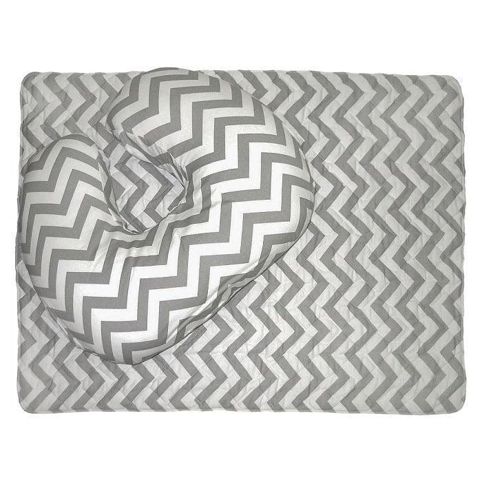 Jolly Jumper® - Jolly Jumper Deluxe Baby Sitter Nursing Pillow & Quilted Play/Change Mat - Chevron Grey