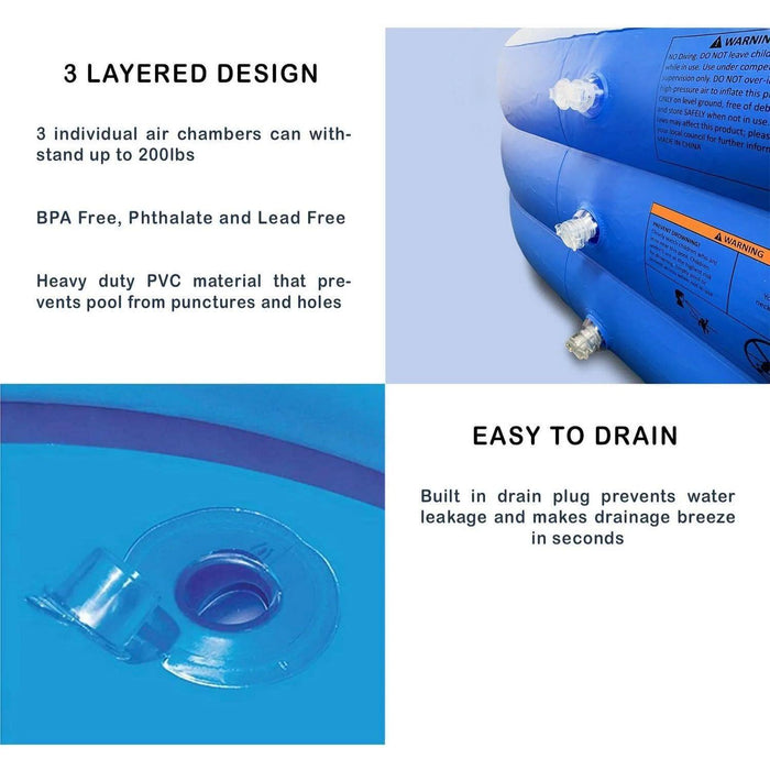 Kiddiworks® - Kiddiworks Deluxe Inflatable Pool