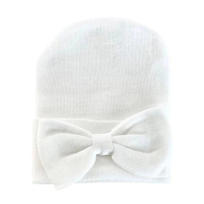 Kids Central - Kids Central Newborn Hat - Bow - White