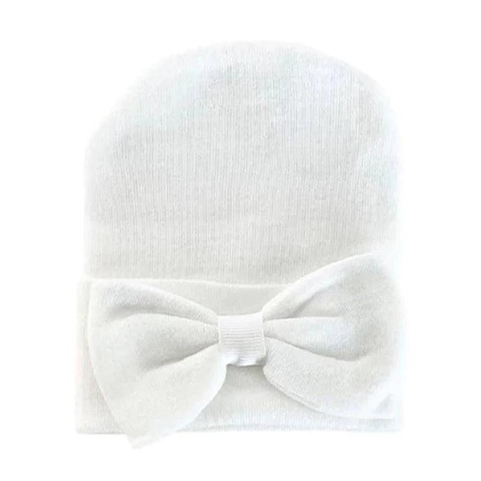 Kids Central - Kids Central Newborn Hat - Bow - White