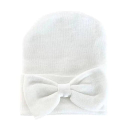 Kids Central - Kids Central Newborn Hat - Bow - White