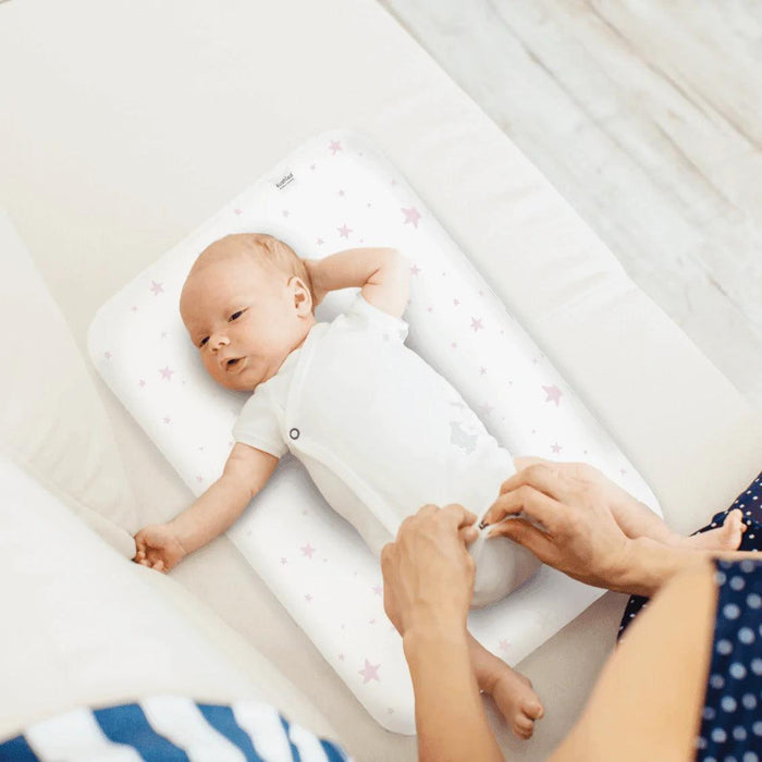 Kushies® - Kushies Flannel | Flat Changing Pad - Pink Scribble Stars