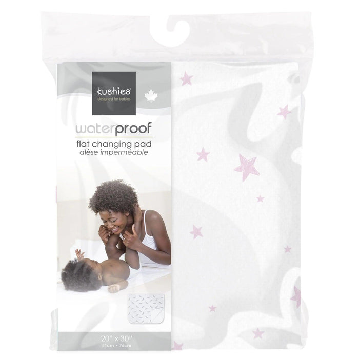 Kushies® - Kushies Flannel | Flat Changing Pad - Pink Scribble Stars