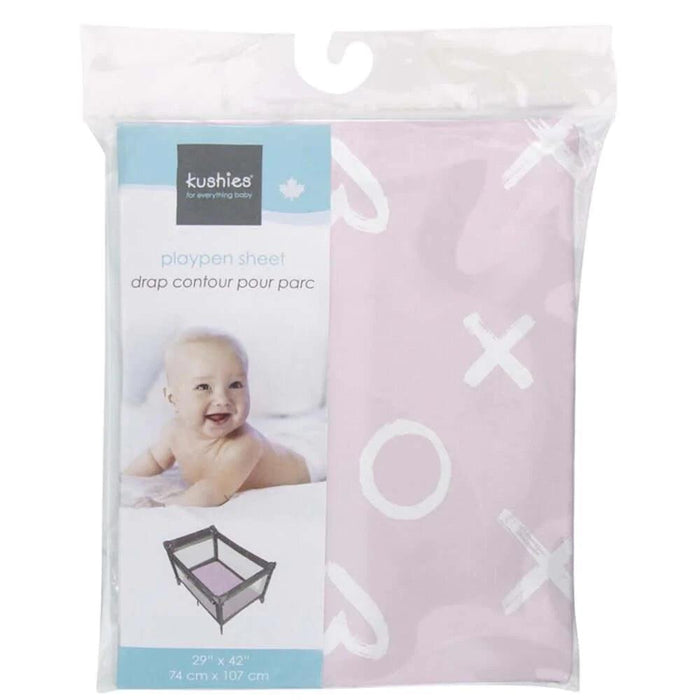 Kushies® - Kushies Flannel | Playard Sheet - Pink XO