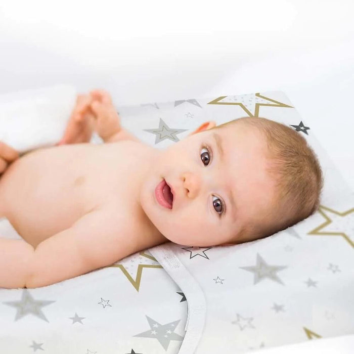 Kushies® - Kushies Percale Changing Pad Cover w-Slits for Safety Straps - Golden Stars