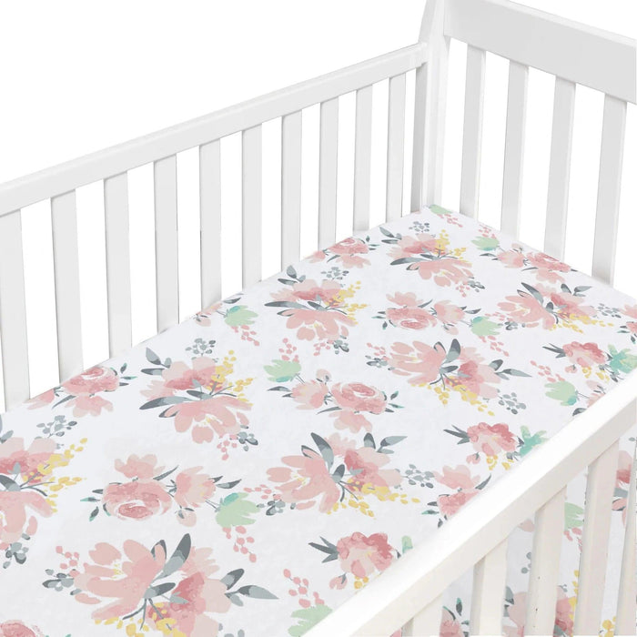 Kushies® - Kushies S730-200 Percale Crib Sheets - Watercolour Flowers