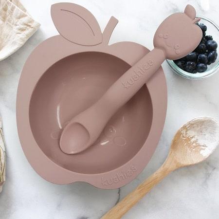 Kushies® - Kushies Silibowl Bowl & Spoon - Rose