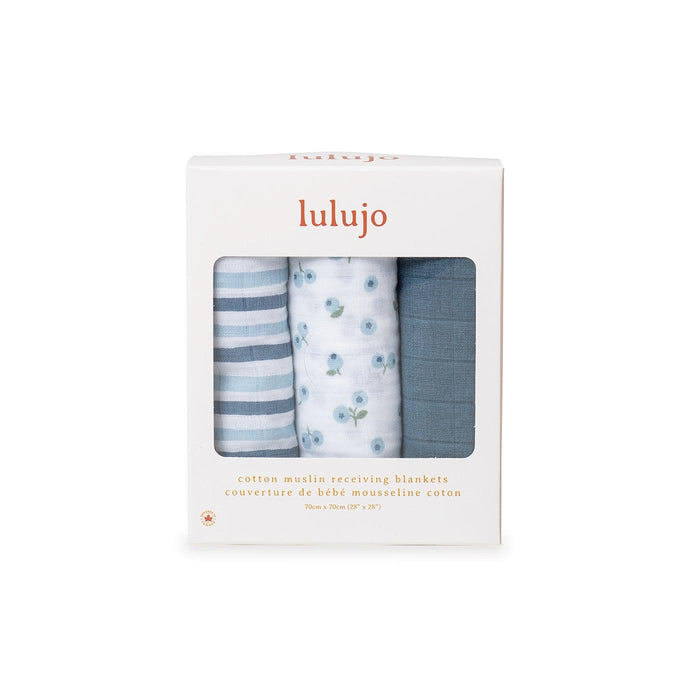 Lulujo® - Lulujo Receiving Blankets 3-PK- Blueberries