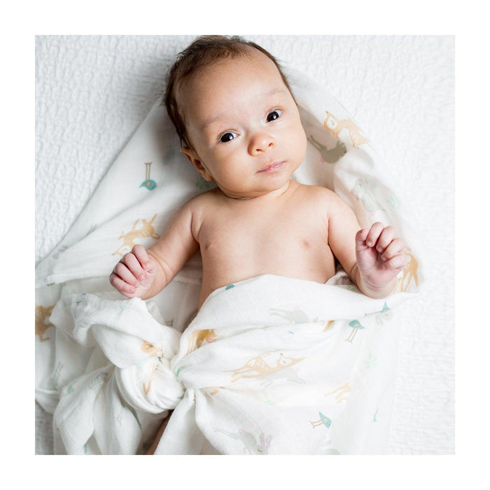 Lulujo® - Lulujo Cotton Muslin Baby Swaddle Blanket - Little Fawn