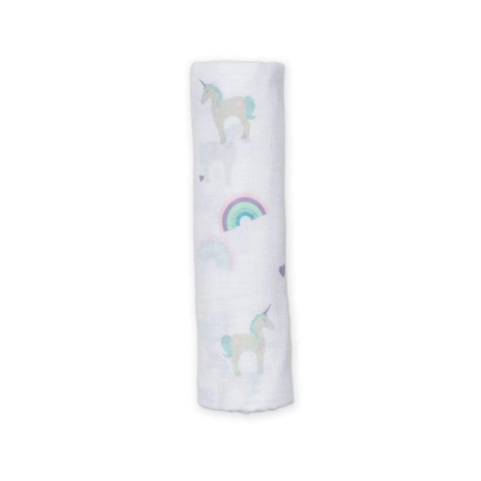 Lulujo® - Lulujo Cotton Muslin Baby Swaddle Blanket - Rainbows & Unicorns