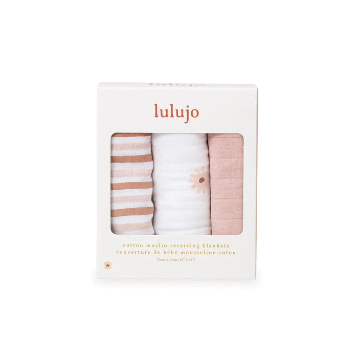 Lulujo® - Lulujo LJ218 Receiving Blankets 3-PK- Daisies