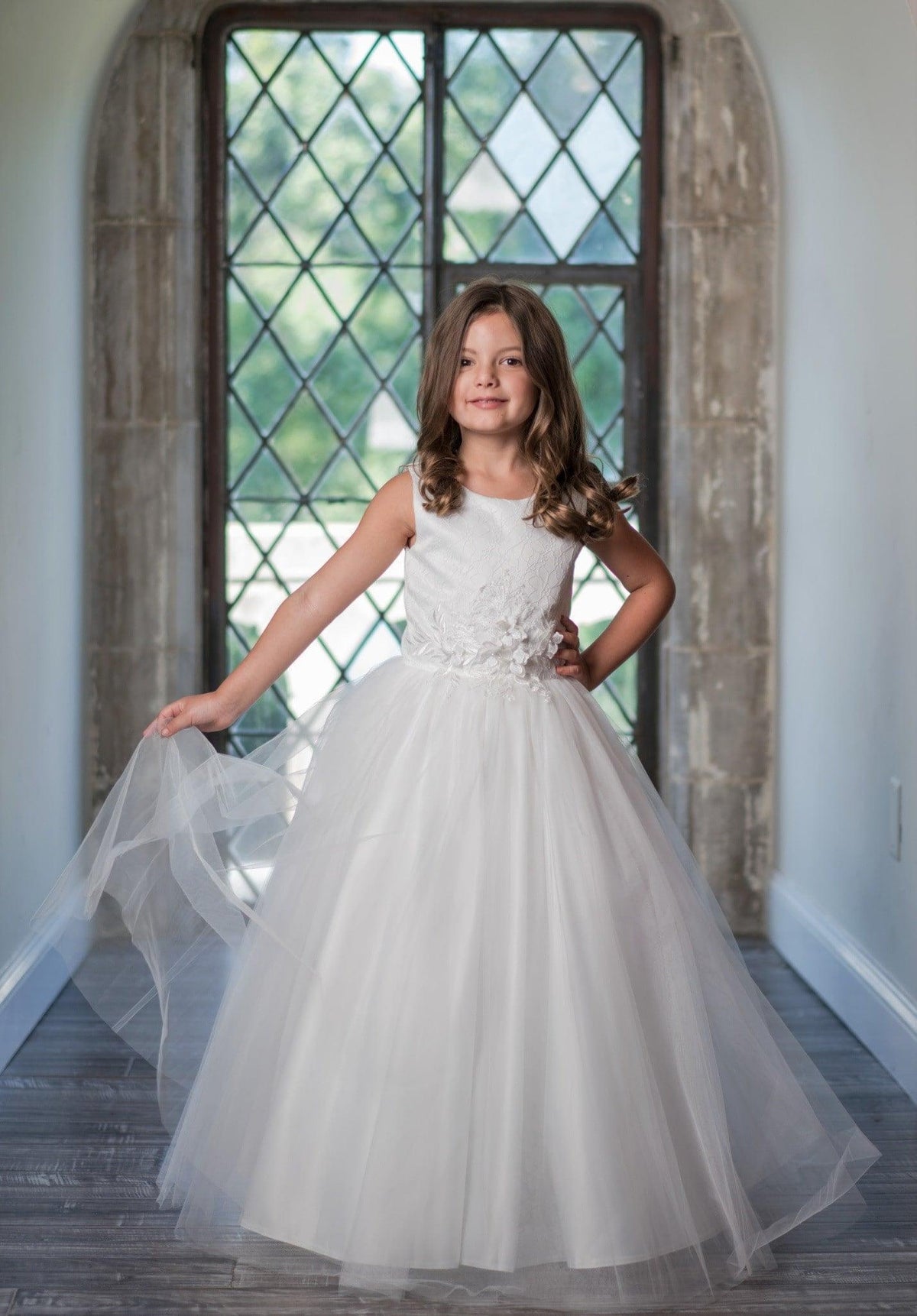 Macis Design Ivory Lace & Tulle Formal Dress for Girls  Goldtex
