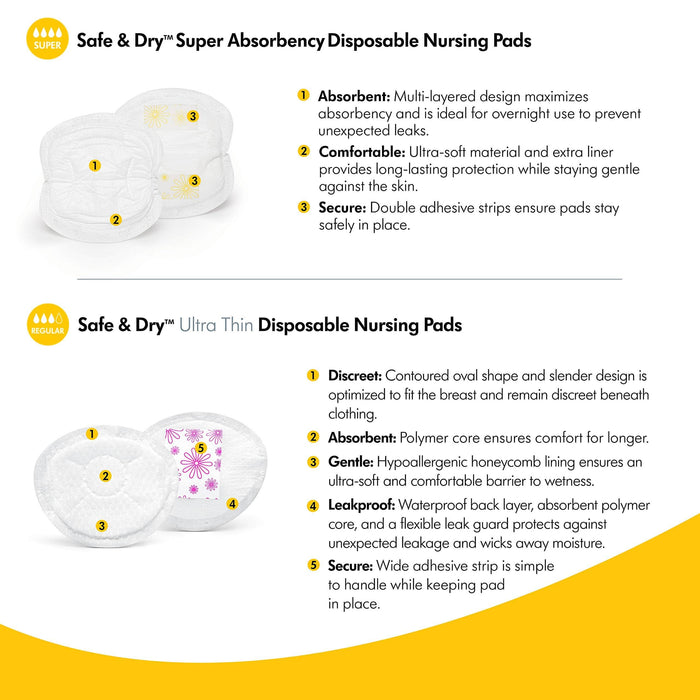 Medela® - Medela Safe & Dry Ultra Thin Disposable Nursing Pads - 60 Pack