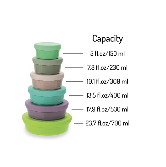 Melii® - Melii Stacking & Nesting Containers with Silicone Lids - 12 pieces