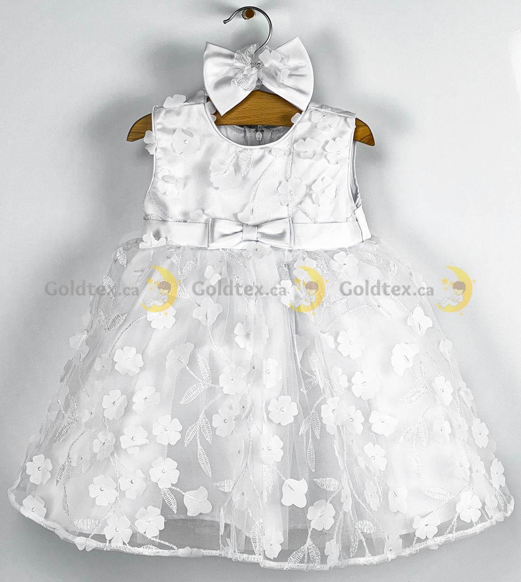 My Kids® - My Kids Floral Adorned Baby Dress with Headband