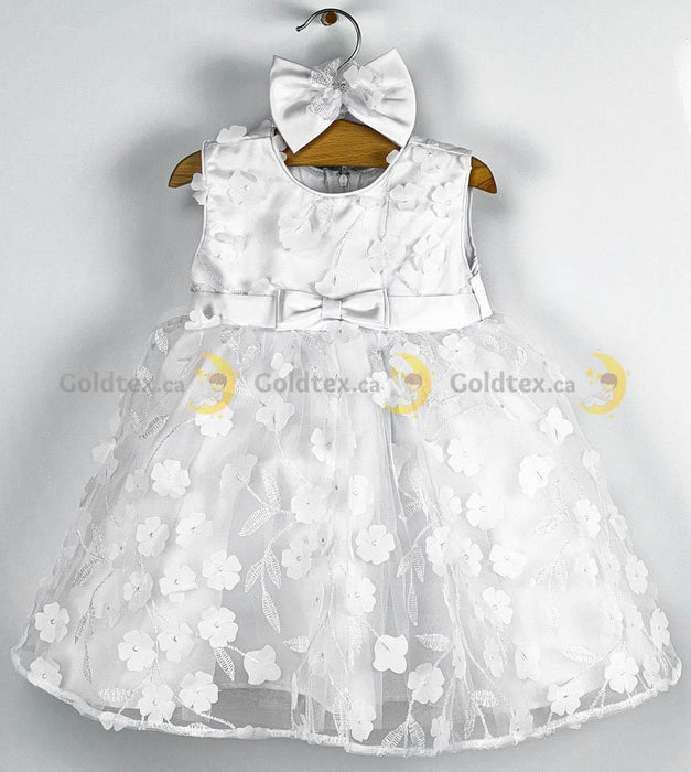 My Kids® - My Kids Floral Adorned Baby Dress with Headband