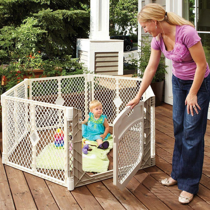 North States® - North States Superyard Ultimate 6-Panel Playard – Safe, Spacious & Portable (Multi-Colored or Ivory)