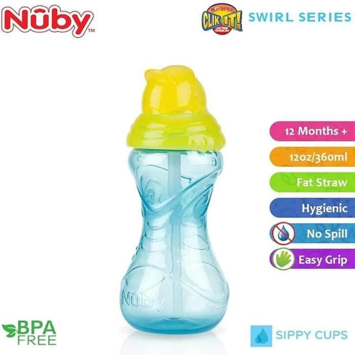 Nuby® - Nuby No Spill Clik-it Cup with FlexStraw - 12oz / 360ml - Blue / Yellow